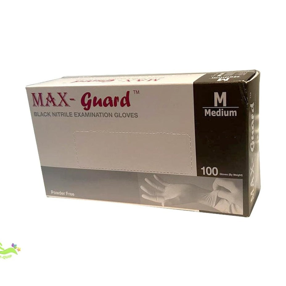 Premium Black Nitrile Multipurpose Gloves – Powder-Free (M, 100 Pack) - T QUIP