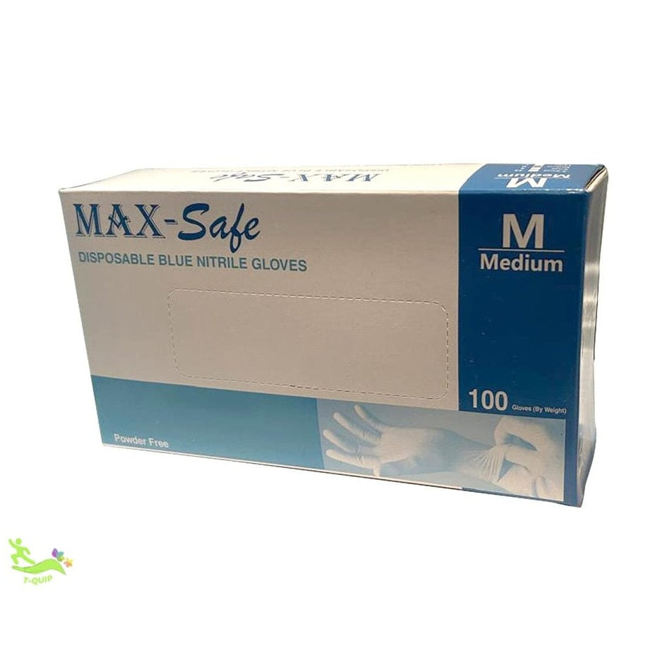 Premium Blue Nitrile Multipurpose Gloves – Powder-Free (Medium, 100 Pack) - T QUIP