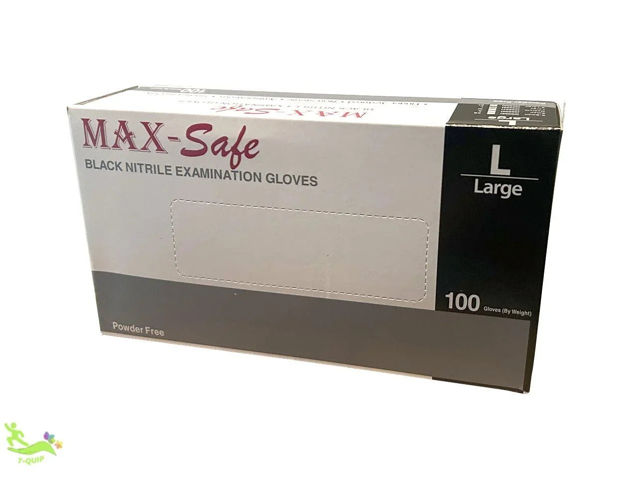 Premium Black Nitrile Multipurpose Gloves – Powder-Free (L, 100 Pack) - T QUIP