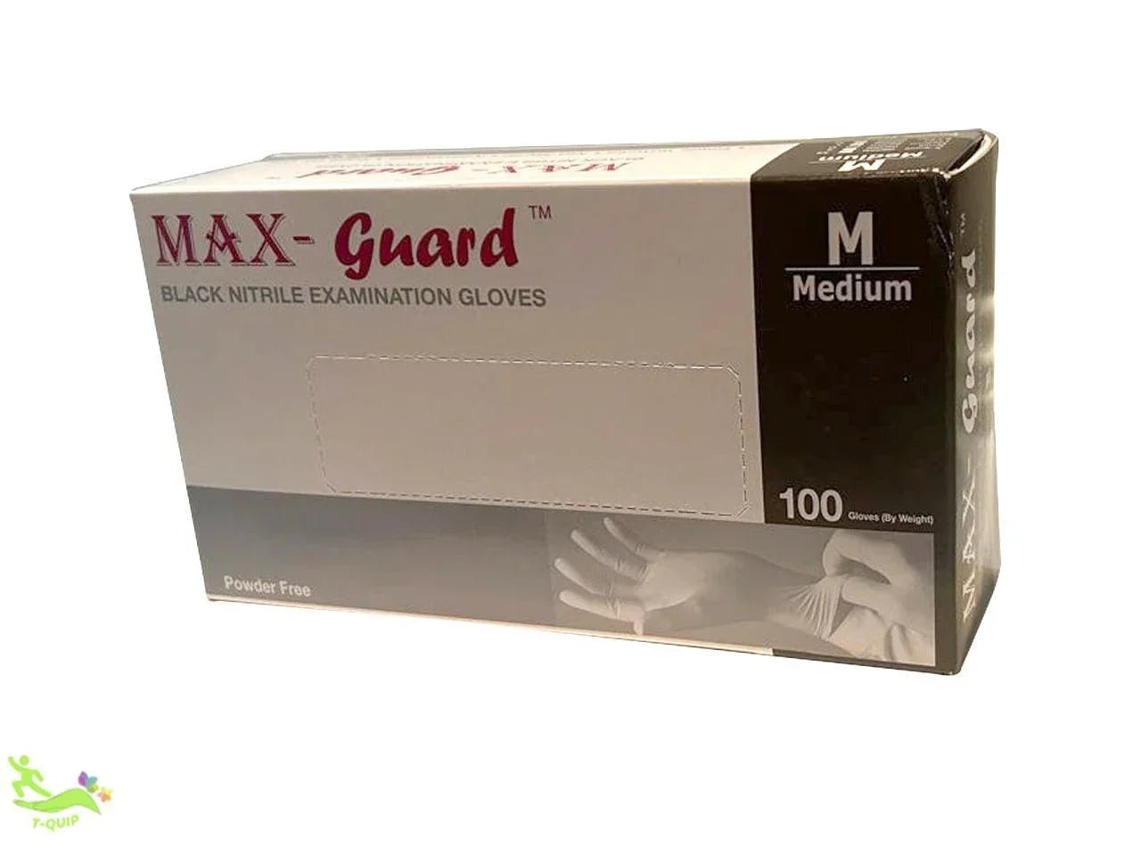 Premium Black Nitrile Multipurpose Gloves – Powder-Free (M, 100 Pack) - T QUIP